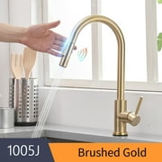 Touch Kitchen Sink Faucets with Pull Down Sprayer, Touch on Activated Faucet for Kitchen Bar Sink, Smart Kitchen Faucet, Stainless Steel Brushed Gold (Brushed Stainless Steel)