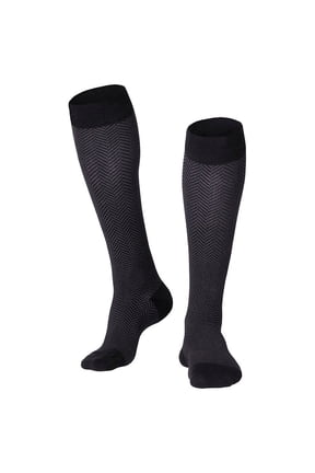 Touch Men's Compression Socks Knee High Herringbone Pattern 20-30 mmHg XL BLACK (1021BL-XL)
