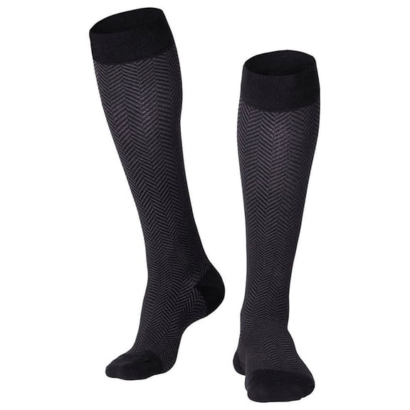 Touch Men's Compression Socks Knee High Herringbone Pattern 20-30 mmHg XL BLACK (1021BL-XL)
