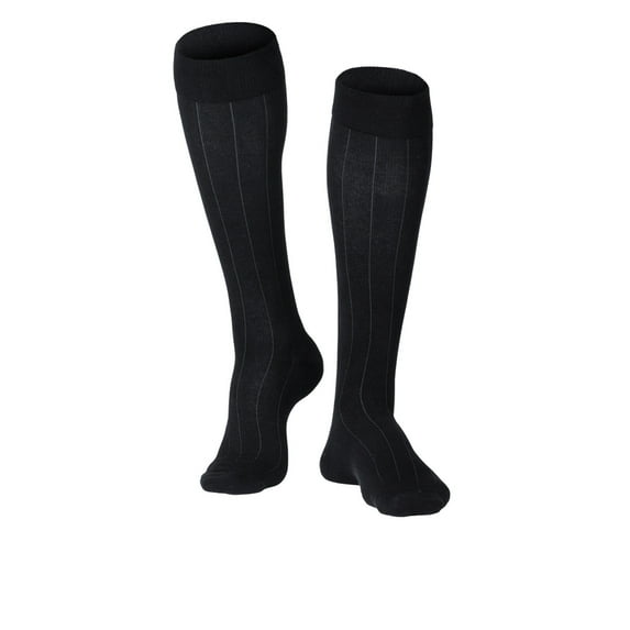 Touch Men's Knee High Compression Socks, 15-20 mmHg, Black Rib Pattern, Large