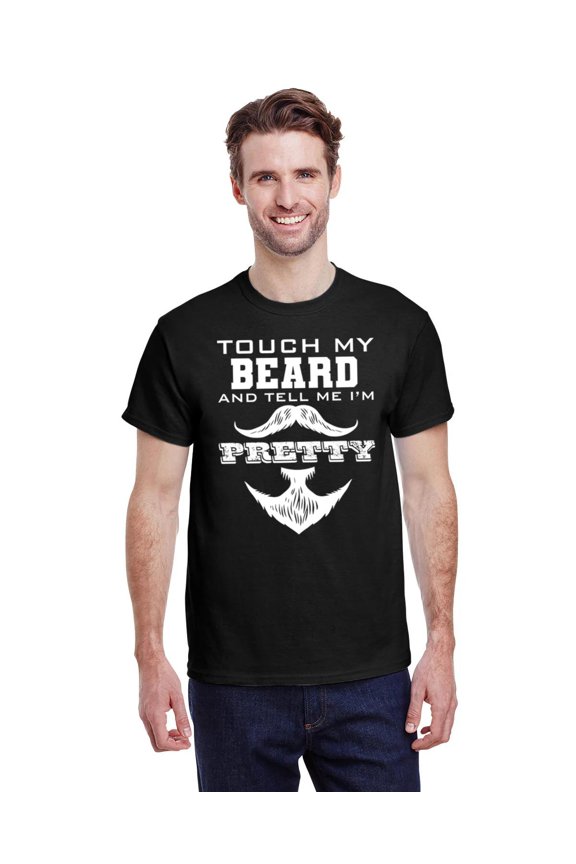 Touch My Beard Funny Men's Mustache Beard Unisex tee, for men & women, up to size 5XL