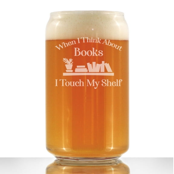 Touch My Shelf - Beer Can Pint Glass - Reading Gifts for Readers - 16 Ounce