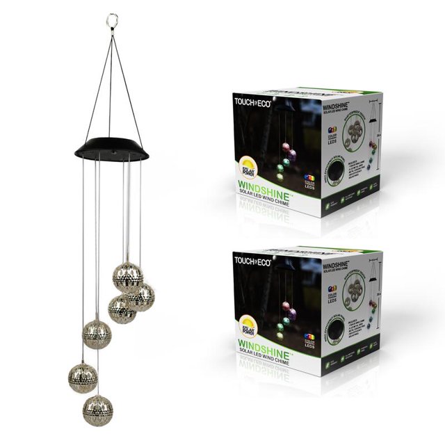 Touch Of ECO Solar Metal Orb Wind Chime Mobile Color Changing