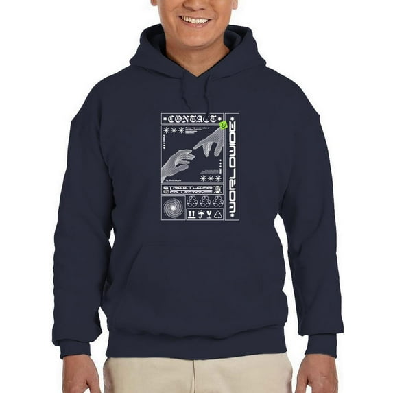 Touch Of Hands Techno Style Hoodie Men -Image by Shutterstock, Male Large
