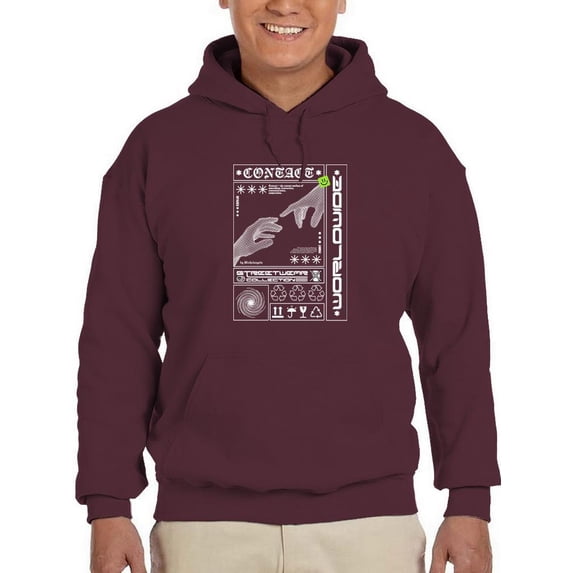 Touch Of Hands Techno Style Hoodie Men -Image by Shutterstock, Male XX-Large