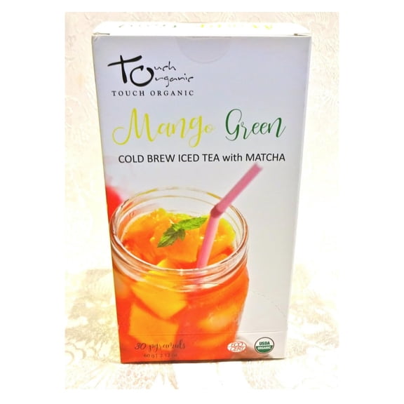 Touch Organic Mango Green Tea with Matcha, Cold Brew Iced Tea, 30 Pyramid Bags