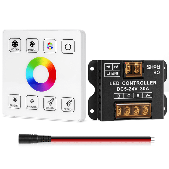 Touch Panel RGB LED Controller Kit, RGB LED Strip Lights Controller with Wireless Remote, for 5V 12V 24V 4-PIN