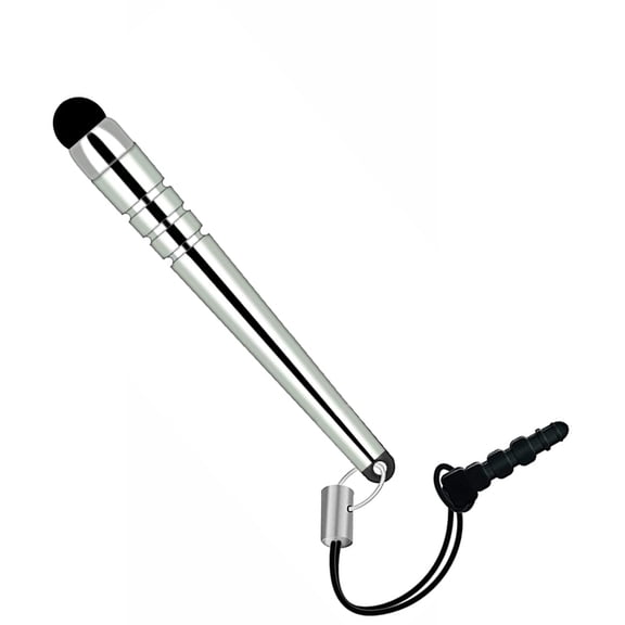 Touch Pen Silver Stylus Aluminum Compact O1R for Lenovo Tab M10 Plus 10.3 - LG K22, Q70, K51 K40 K8X, Velvet, Wing, V60 ThinQ 5G, V50 ThinQ 5G, V40 ThinQ, V35 ThinQ, Tribute Monarch, G8X ThinQ