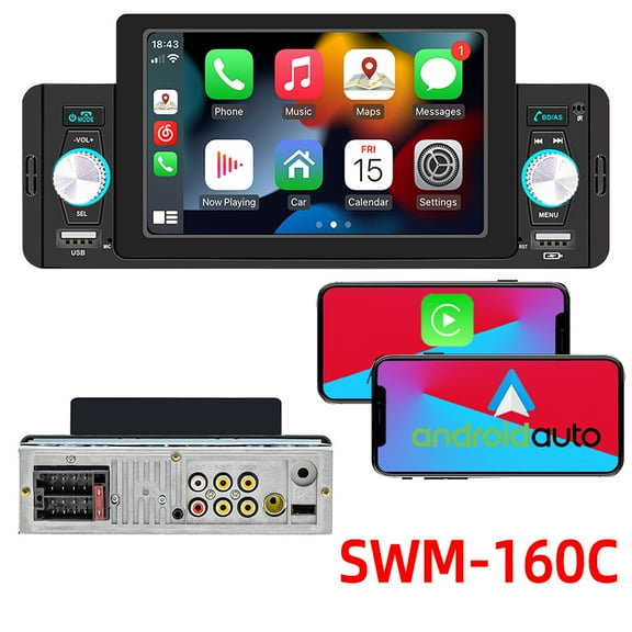 Touch Screen 1 DIN 5" Car Radio Setero Android Auto Carplay Mirror Link BT Single Din MP5 Player Car Audio