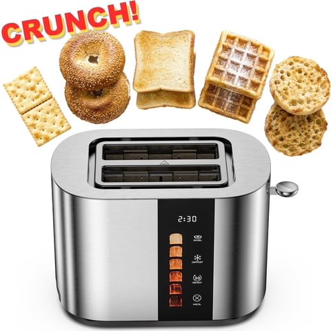 Touch Screen 2-Slice Toaster, Stainless Steel, 6 Shade Settings, Timer Countdown