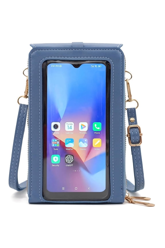 Touch Screen Cell Phone Purse Wallet Fashion Small PU Leather Card Pockets Crossbody Bag with Shoulder Strap Fit for iPhone 12 11 XR XS Max 8 Plus 7 Plus, Galaxy Note 10 S10