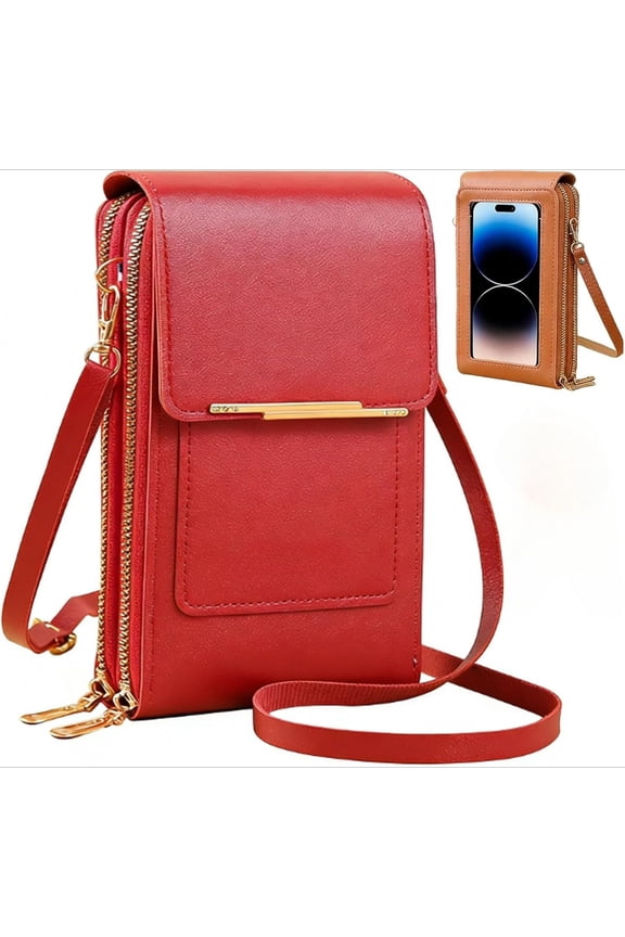 Touch Screen Crossbody Phone Purse, 2026 Small Touchscreen Phone Crossbody Bag for Women,Anti-Theft Leather Messenger Bag Rfid Block Mobile Phone Purse