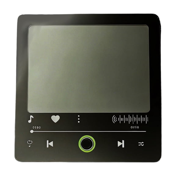 Touch Screen Glass Panel Replacement for Multimedia Audio Player Device with Printed Icon Interface and Control Symbols