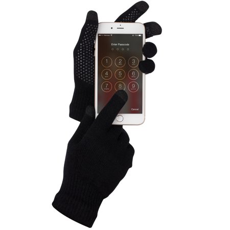 Touch Screen Gloves, Fosmon Unisex Winter Touch Scren Gloves [Three Conductive Fingertips] - Black/Black
