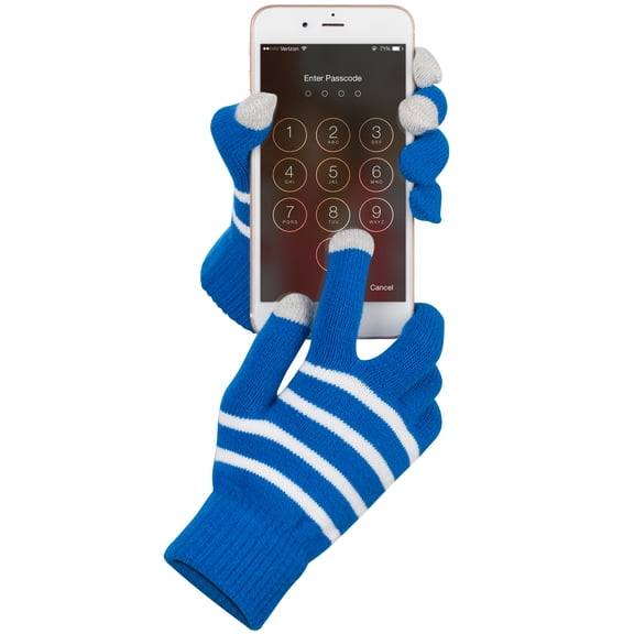 Touch Screen Gloves, Fosmon Unisex Winter Touch Scren Gloves [Three Conductive Fingertips] - Blue/White