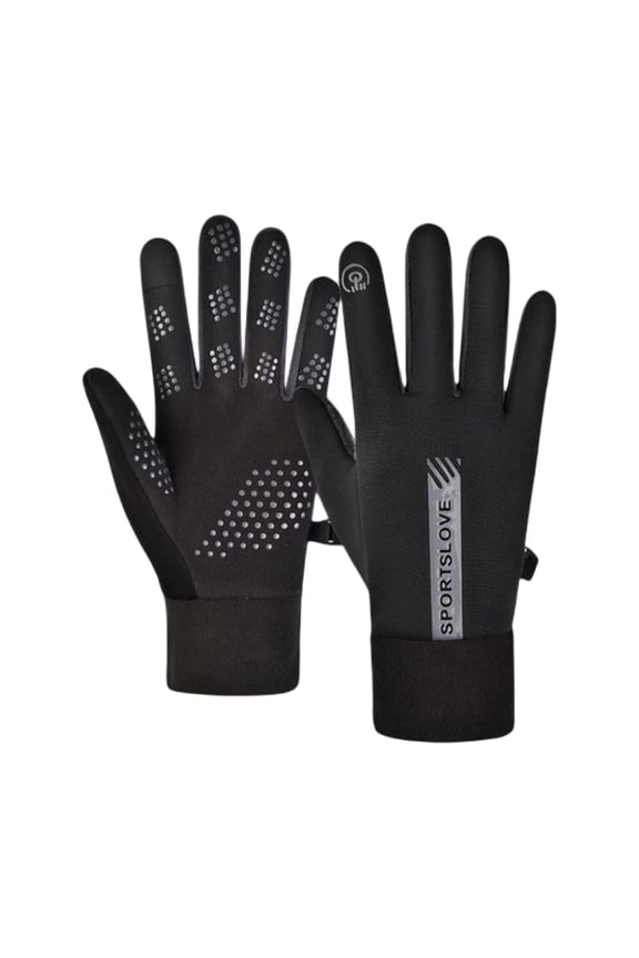 Touch Screen Gloves for Men, Thermal Gloves Men Extreme Cold, Water Resistant Padding, Bike Riding, Black, 1 Set