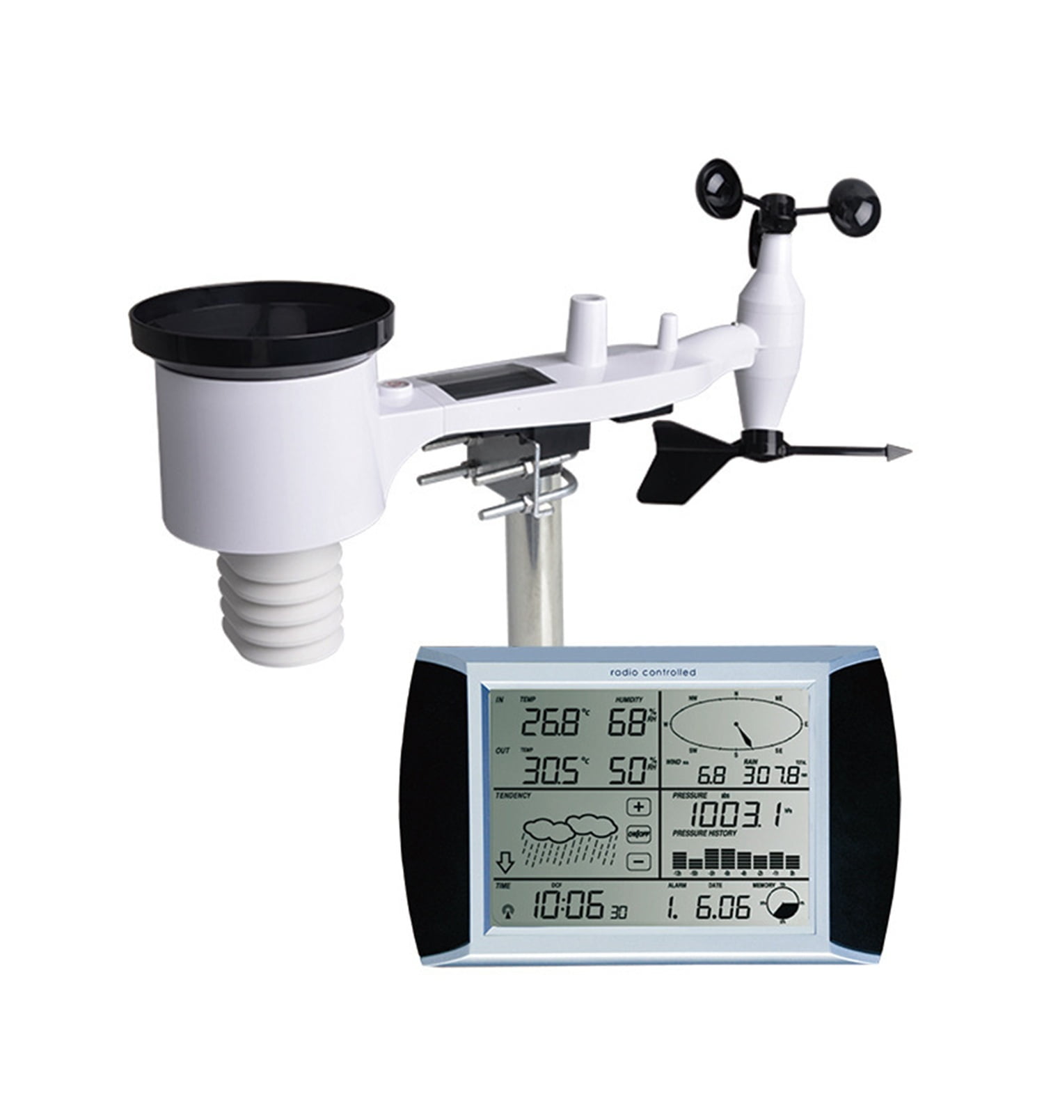 Touch Screen Home Weather Station Small Mini Weather Forecast Machine Anemometer Rain Gauge ,Easy to Operate