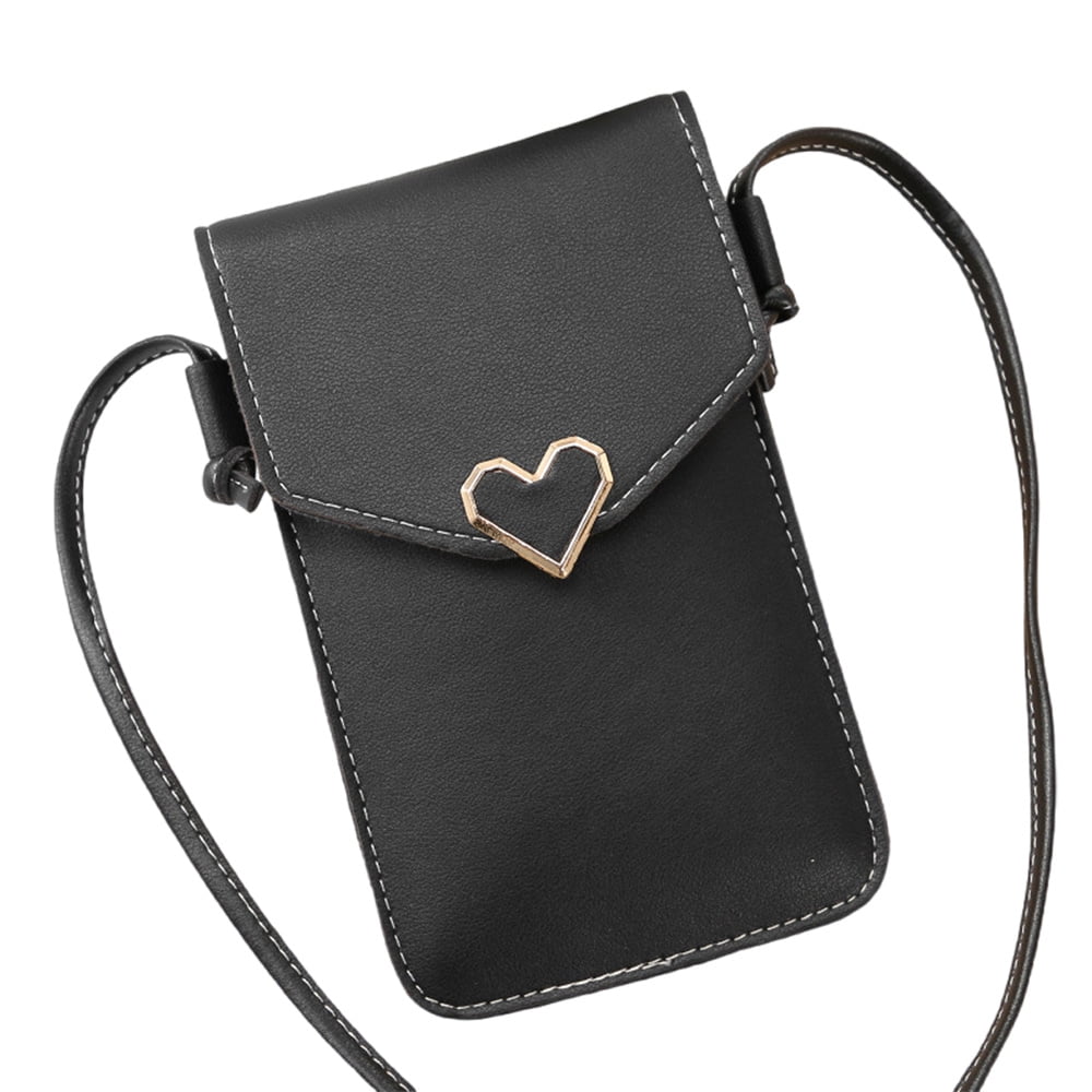 Touch Screen Mobile Phone Bag Wallet Case Outdoor Shoulder Bag Cover Handbag Pouch Black