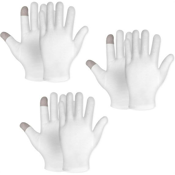 Touch Screen Moisturizing Gloves,3 Pairs White Cotton Gloves for Dry Hands Skin,Rough-Cracked Chapped Eczema,Overnight Bedtime Heal Eczema Sleeping Lotion Hand Spa Treatment Gloves,Triani