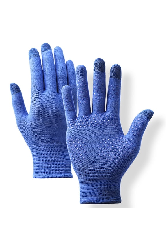 Touch Screen Nylon Work Gloves, Anti Slip Silicone Palm Gripping Gloves Breathable Stretch Lightweight for Cycling Driving Gardening Multi Color for Men Women