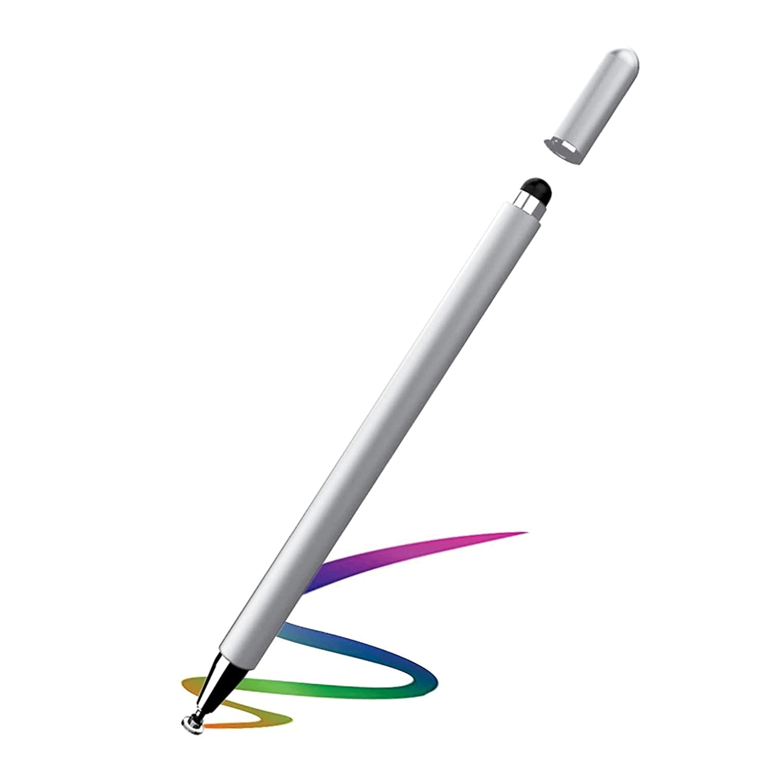Touch Screen Pen Stylus for iPhone 16/Pro/Max/Plus - Fiber Tip Aluminum Lightweight Silver Color for iPhone 16/Pro/Max/Plus