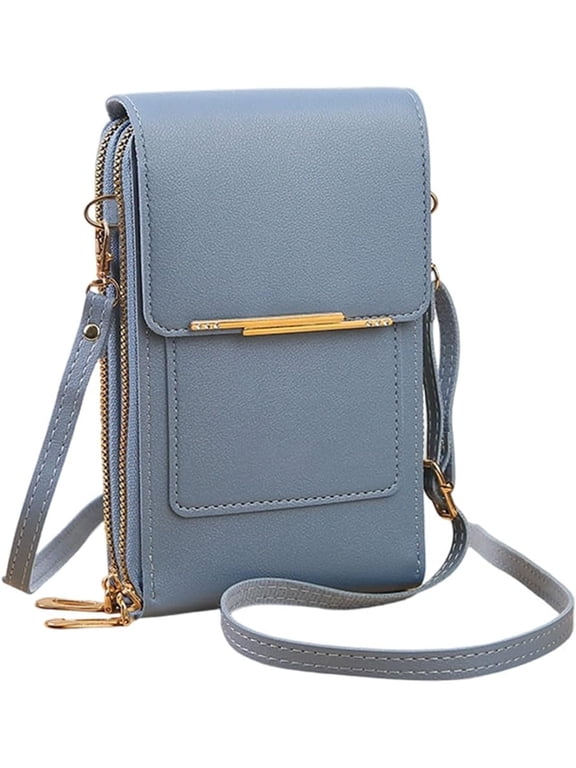 Touch Screen Phone Crossbody Bag with Clear Window, Small Cell Phone Wallet Purse, Leather Messenger Bag for Travel Shopping