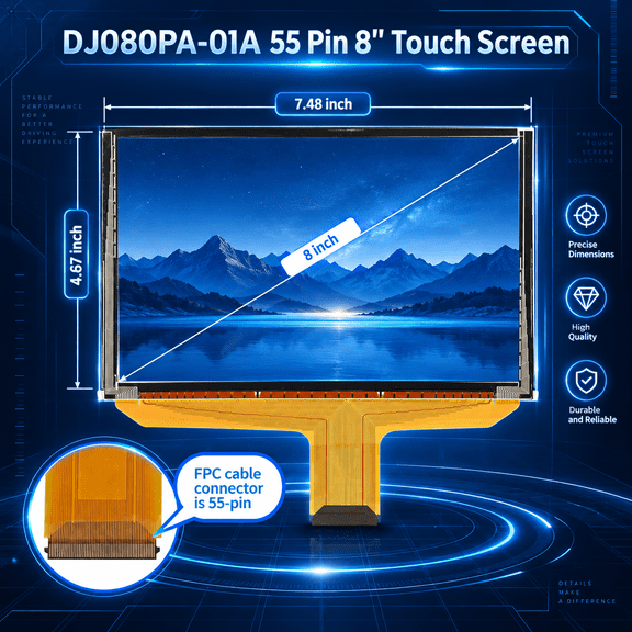 Touch Screen Replacement Digitizer DJ080PA-01A Fit 2014-2018 Chevy Silverado 1500 Tahoe Chevy Colorado 2015 GMC Sierra Acadia Terrain Yukon Trucks SUV Mylink 8-inch Touchscreen Radio Navigation