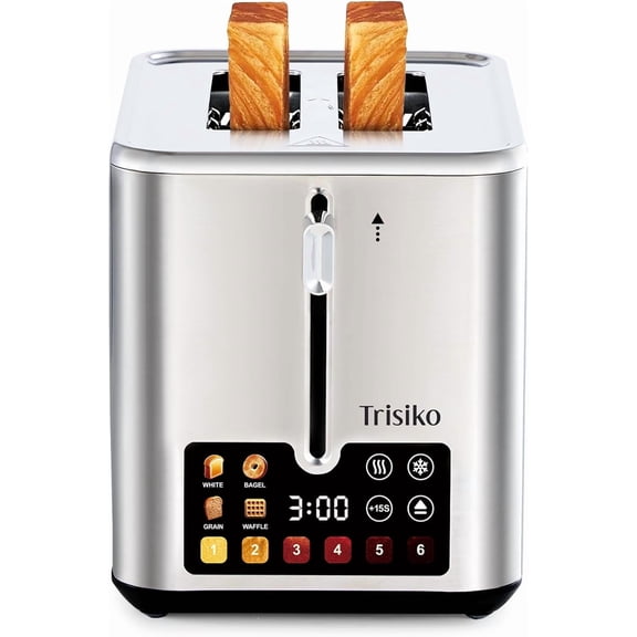 Touch Screen Toaster 2 Slice, Stainless Steel Smart with Digital Timer, 1.38" Extra-Wide Slots for Bread& Bal,with Reheat, Defrost, Cancel, +15s Boost, Great Home, Office,Dorm