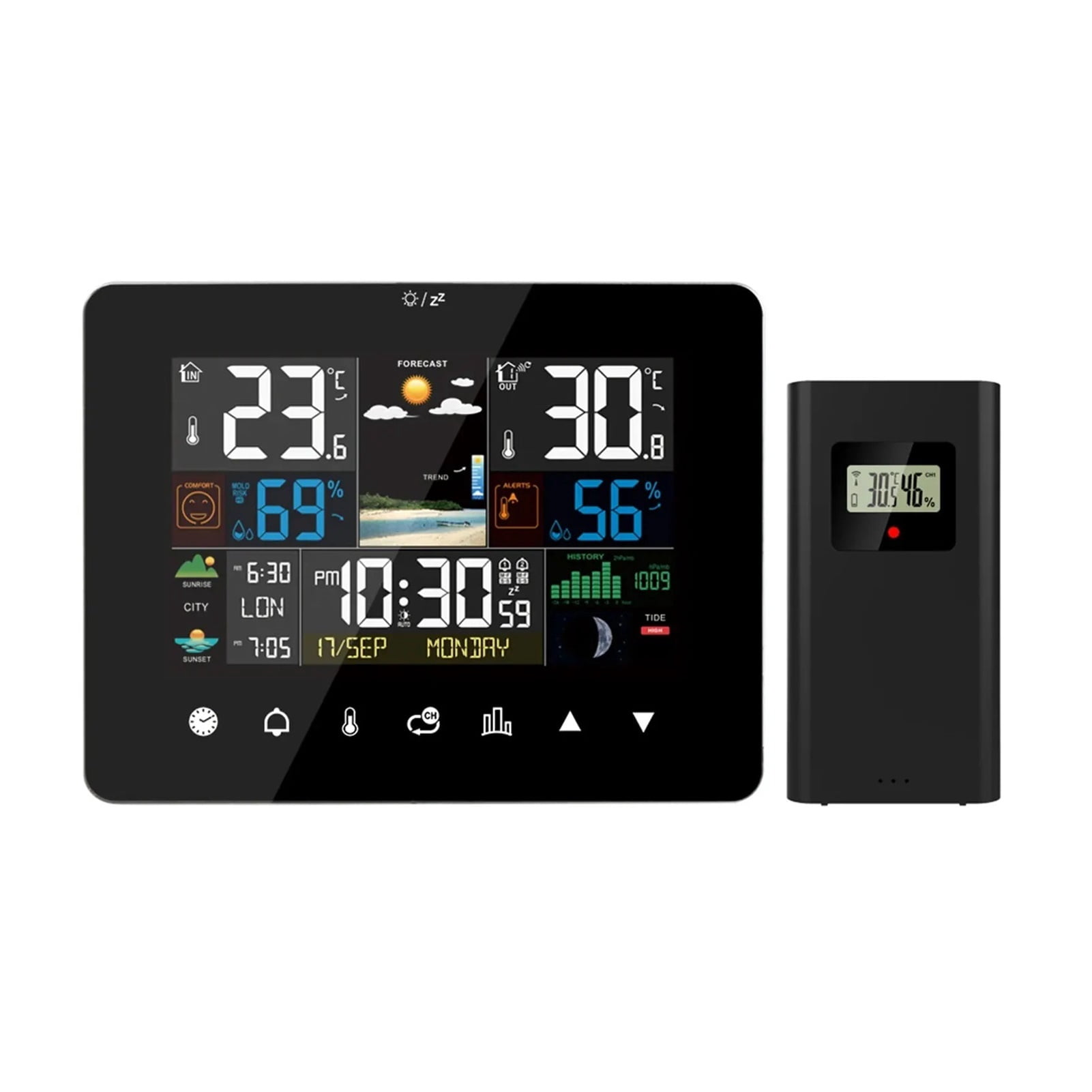 Touch Screen Weather Station with Sunrise Sunset Display, Wireless Monitor