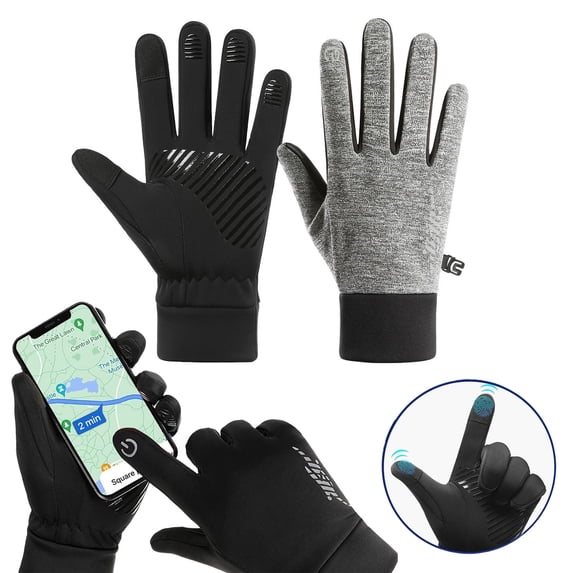 Touch Screen Winter Gloves, Thermal Warm Liners for Men & Women, Anti-Slip Design Ideal for Running, Cycling, Driving, Hiking & Cool-Weather Activities (Large, Gray)