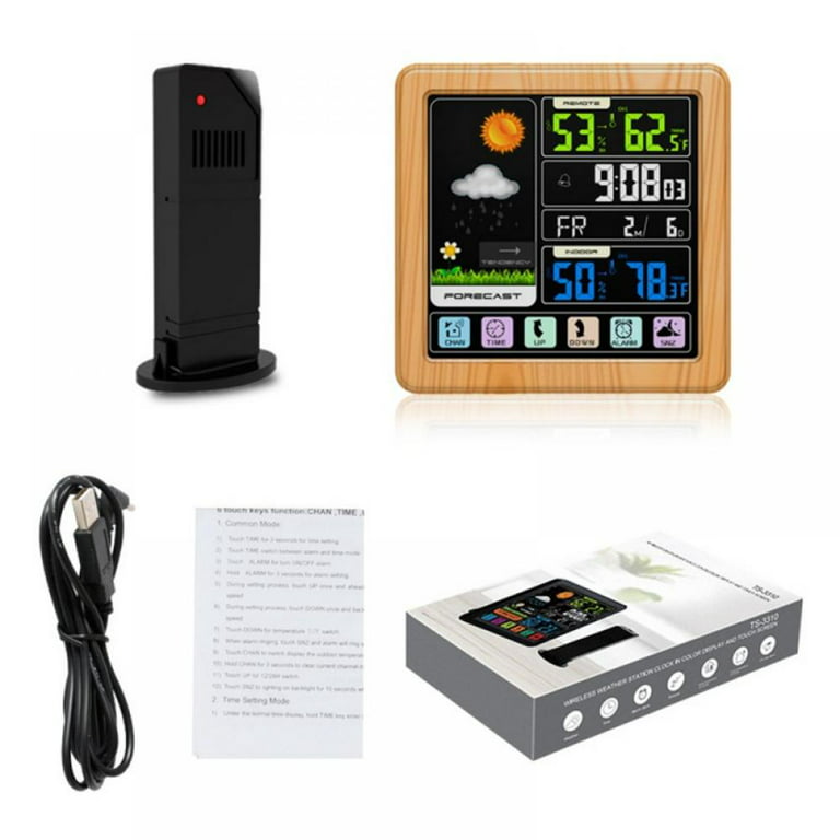 Weather Station Indoor/Outdoor Wireless Sensors Digital Thermometer  Hygrometer LED LCD Display Thermometer With 3 Remote Sensors