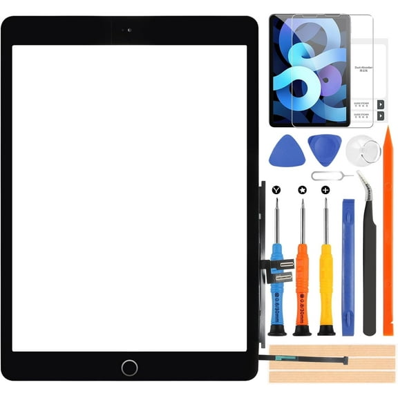 Touch Screen for iPad 7 7th 2019, for iPad 8 8th 10.2-inch Digitizer Model A2197 A2200 A2198 A2232 10.2 2020 A2428 Screen Replacement Glass Assembly with Repair Kit (with Home Button not LCD Display)
