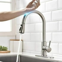 Touch Sensor Brushed Nickel Kitchen Faucet Sink Pull Down Sprayer Swivel w/Cover