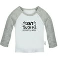 thumbnail image 1 of Don't Touch Me Seriously Ew Germs Funny T shirt For Baby, Newborn Babies T-shirts, Infant Tops, 0-24M Kids Graphic Tees Clothing (Long Gray Raglan T-shirt, 0-6 Months), 1 of 4