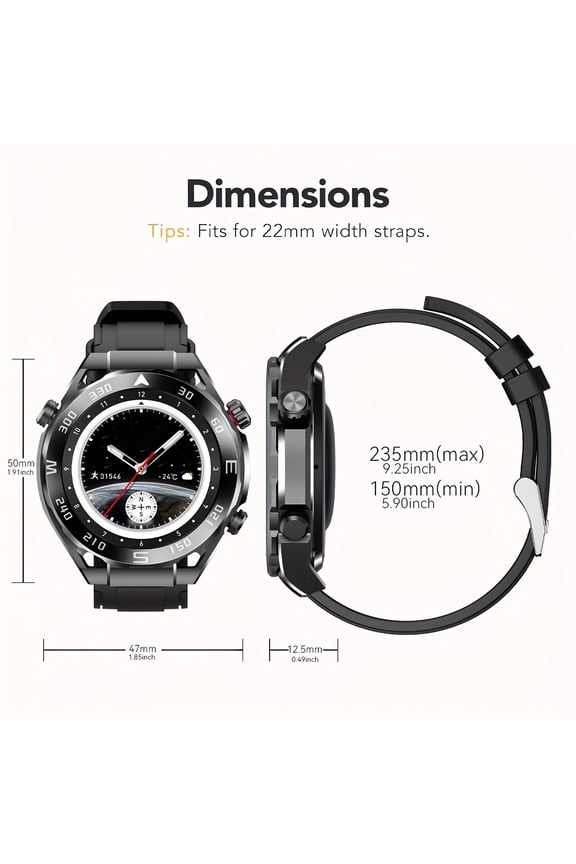 Touch Smart Watch for Men, Wireless Answer Calls, Message Notification, Compatible with iPhone And Android Phones, Step Counter Ideal for Father's Day & Mountain Day Gifts.