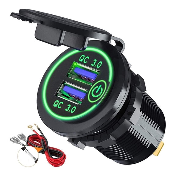 Touch Switch Car Dual USB Charger Socket Waterproof Universal Mobile Phone Truck Charging Tablet Charge For Phone Charging Station For Multiple Devices ,Multi-Device Charger