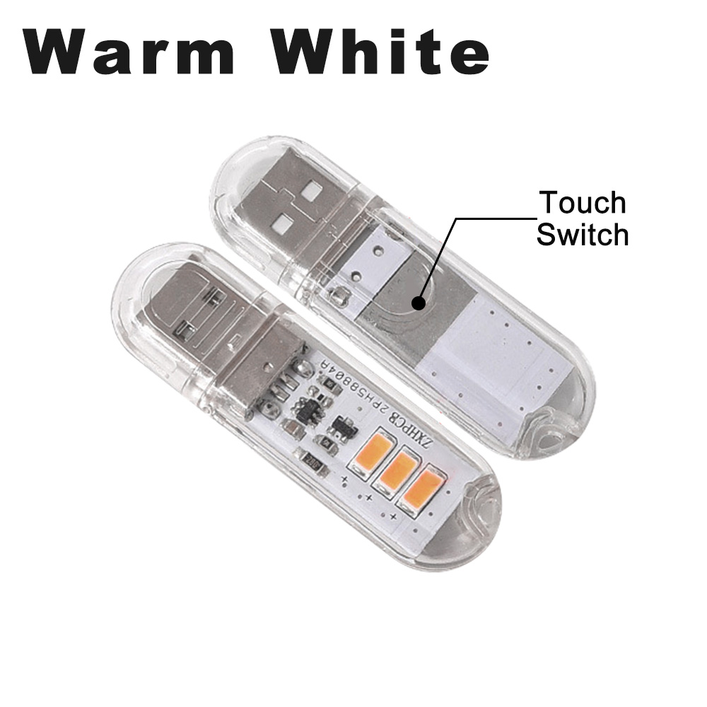 Usb Led Switch Touch Switch USB Mini 3 LEDS Book Light 1.5W DC5V Office Desk Reading ...