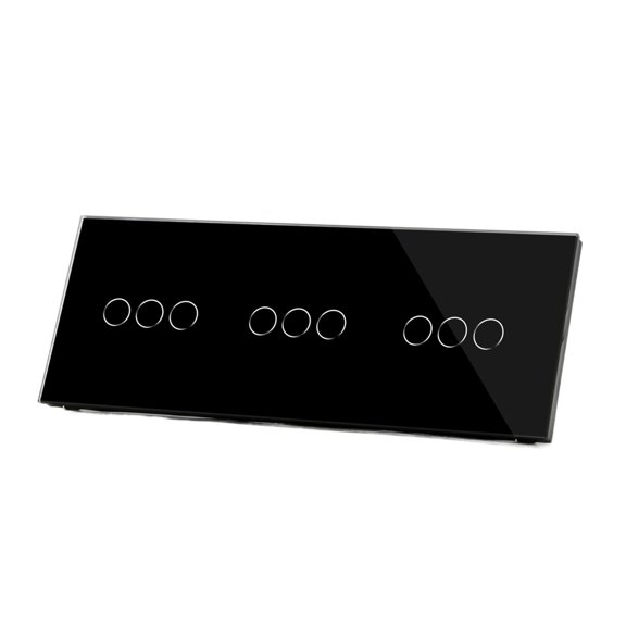 Touch Switch Wall Light Switch 9Gang 1Way Dark Backlight Glass Panel Waterproof Dark Backlight Sensor Switch 300/gang ,Easy to Installation