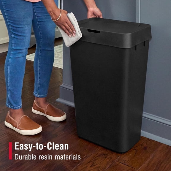 Touch-Top Kitchen Trash Can with Lid, 12.2 Gallon, Black, Garbage Container for Home/Kitchen/Apartment/Garage