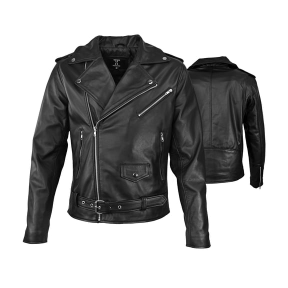Touch&Torn Men’s Motorcycle Leather Jacket Genuine Cow Hide Biker Leather Jacket Original YKK Zip with Multi Pockets for Men
