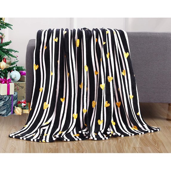 Touch Ultra Plush Christmas Holiday Printed Fleece Throw/Blanket-50 x 60inch, (Golden Heart)