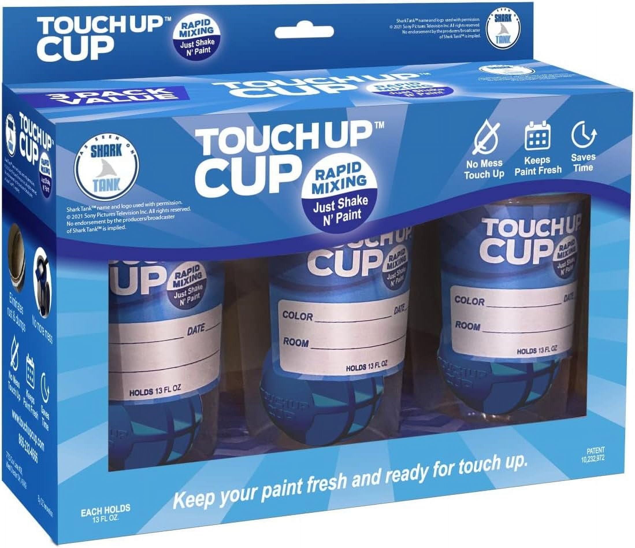 Touch Up Cup 13 oz Empty Leftover Paint Storage Containers with Lids, 3