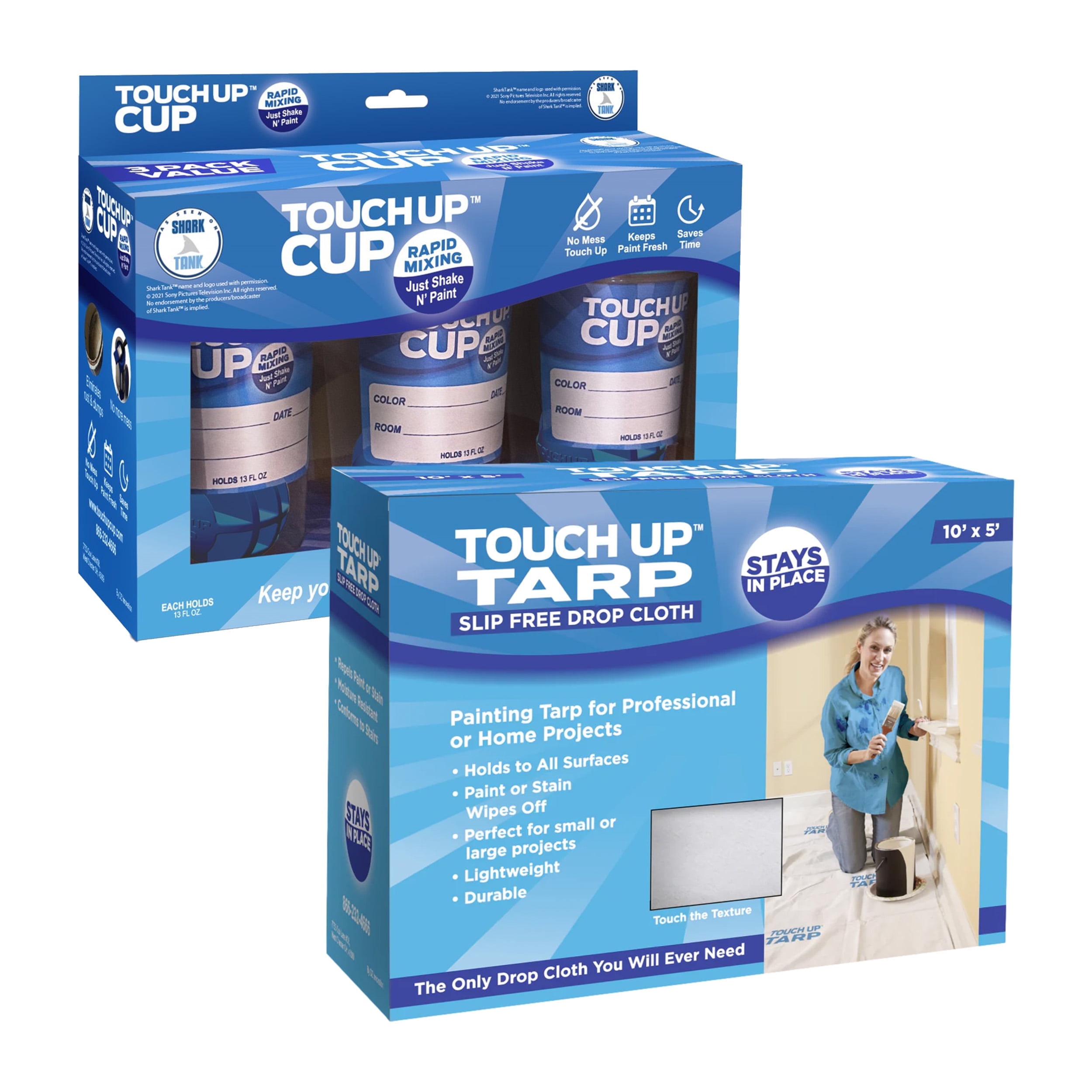 Touch Up Cup Paint Storage Containers and Fabric Painters Tarp, 3