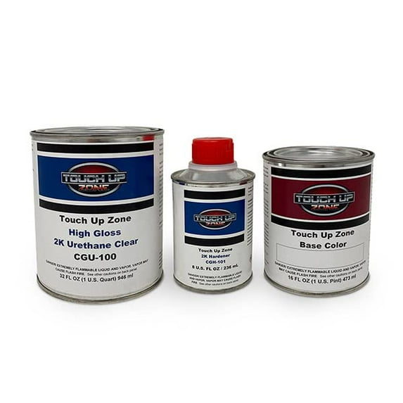 Touch Up Zone Base Color Pint with 2K Quart Clear + Activator - Compatible with Ford/Lincoln Sterling Grey Metallic Code UJ
