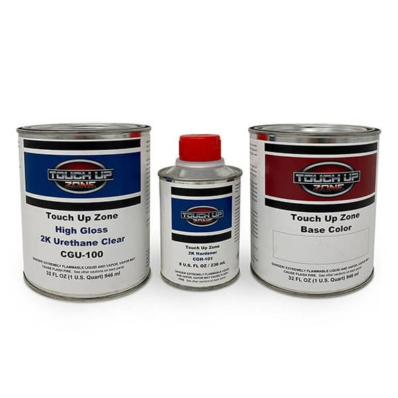 Touch Up Zone Base Color Quart with 2K Quart Clear + Activator - Compatible with Ford/Lincoln Ingot Silver Metallic Code UX