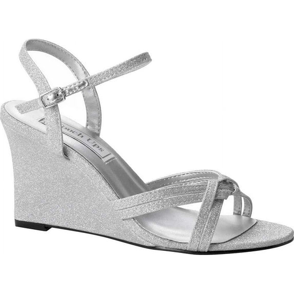 touch ups women's buffy wedge sandal, silver, 9.5 m us