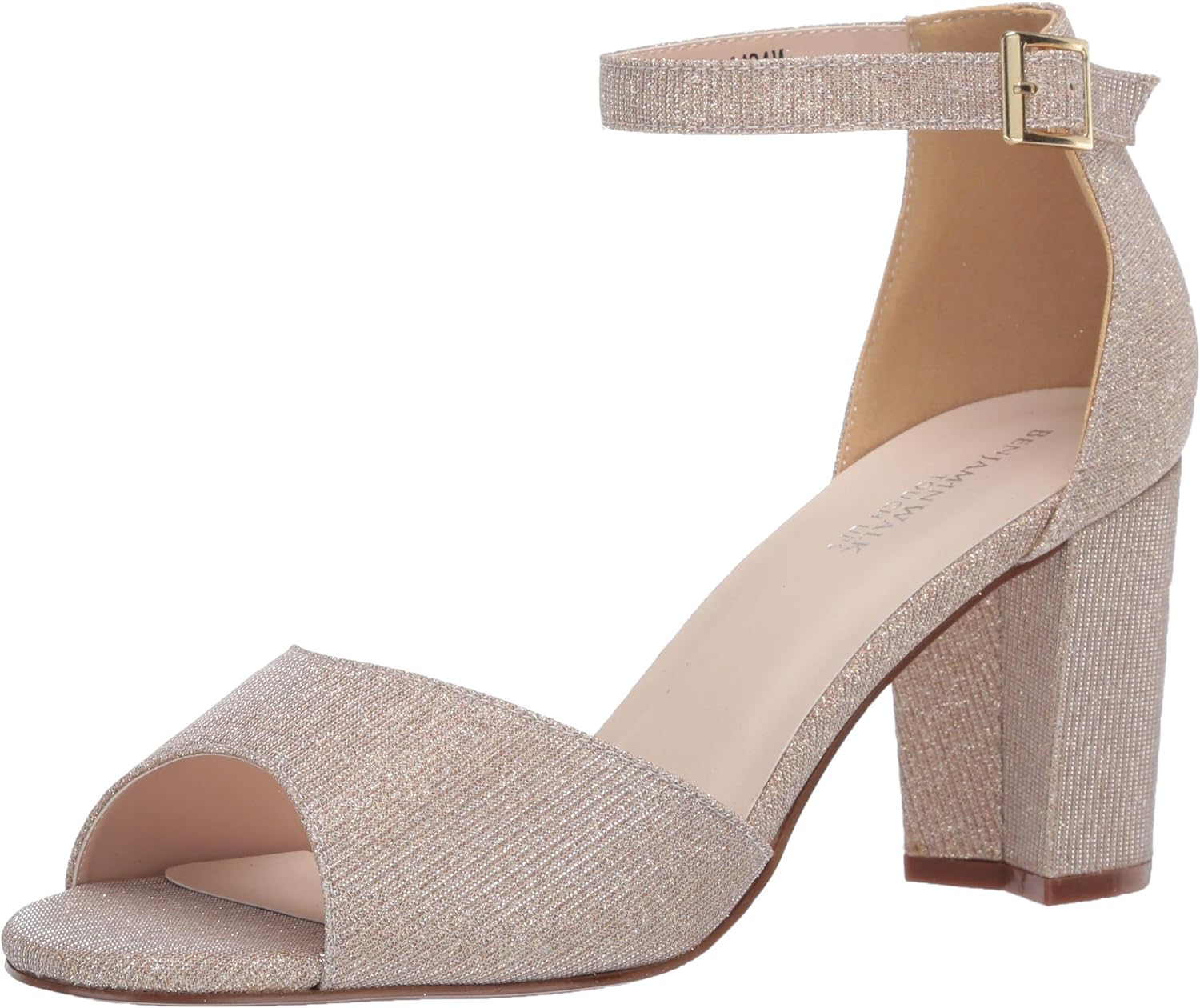 Touch Ups Women's Clara Heeled Sandal - Strappy Stone Embellished Sandals With 1.75 Inch Heel, Champagne