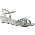 thumbnail image 1 of Benjamin Walk Womens Lena Strappy Shiny Wedge Sandals Silver 7.5 Wide (C,D,W), 1 of 8