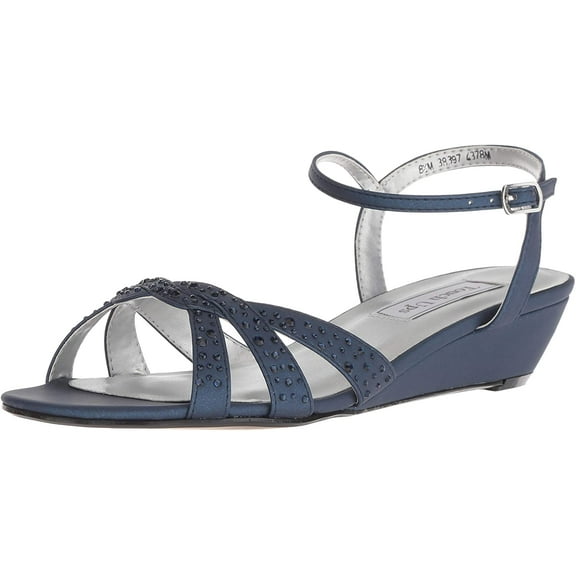 Touch Ups Womens Lena Wedge Sandal, Navy, 6.5 W US