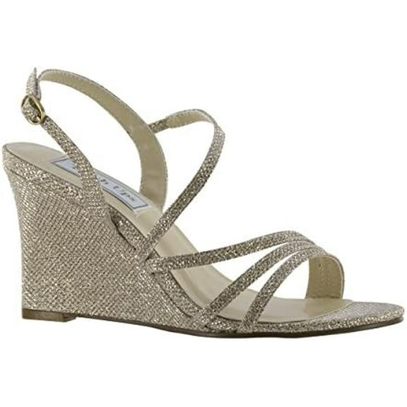 touch ups women's paige wedge sandal, champagne shimmer, 9.5 m us
